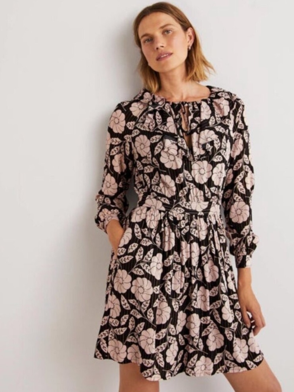 BODEN Metallic Frill Detail Ruffle Dress Size 10 NWT